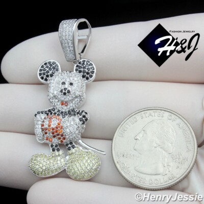 MASSIVER HERRENANHÄNGER 925 STERLINGSILBER EISIGER BLING CZ 3D