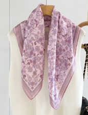 Sciarpa scialle quadrata 100% seta gelso polvere leggera stampa floreale 65 cm