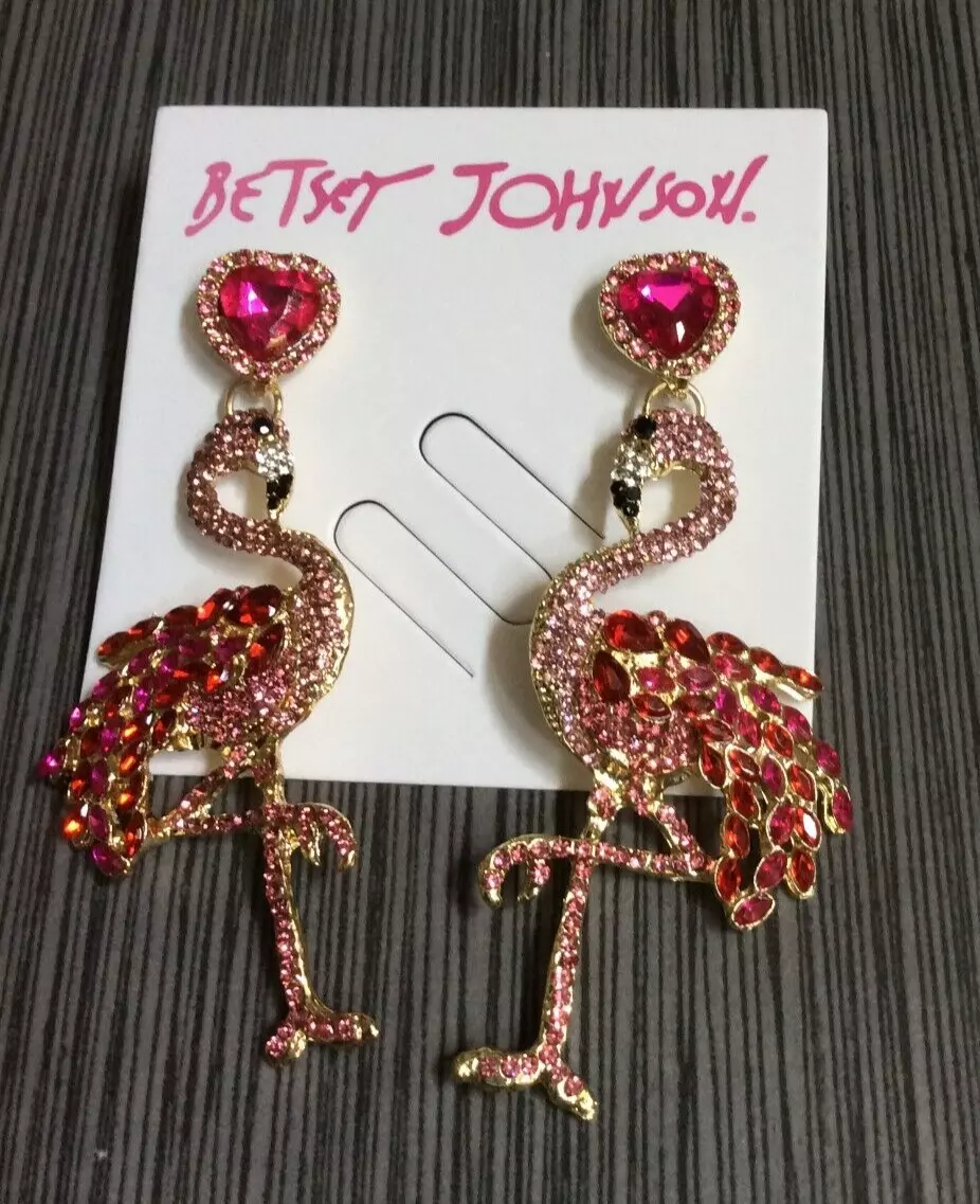 Betsey johnson flamingo earrings deals