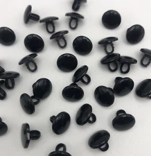 Vtg Black Slightly Convex Shank Buttons 10mm Lot of 13 or 144 D814