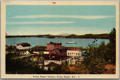 Postcard Prince Rupert British Columbia c1940s Harbour View by PECO