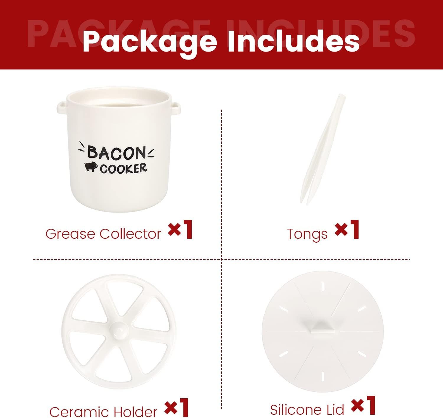 SOLIGT Ceramic Bacon Cooker for Microwave Oven - Splatter-Proof Design Microwave