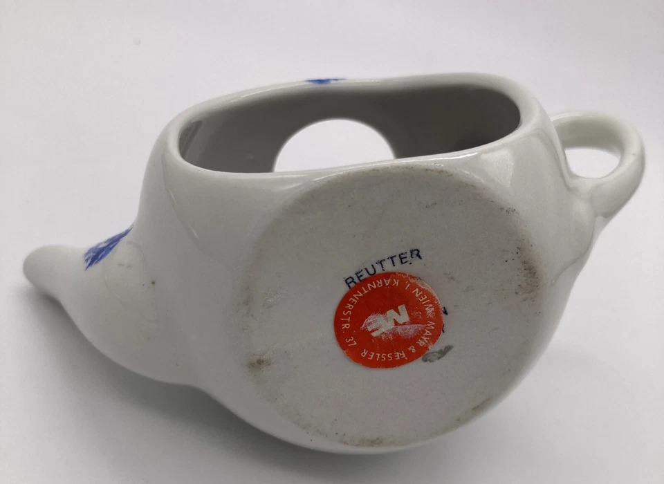 Reuter Porzellan Germany Open Front Miniature Teapot with wood stove & Mouse - Image 2 of 4