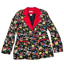 Vintage 90s Era Colorful Funky Floral Oversized Slouchy Blazer Mon-Liz Paris