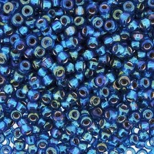 Miyuki Round Seed Beads Size 8/0 Silver Lined Capri Blue AB 22 Gram Tube 8-1025