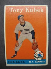 1958 Topps Baseball Card # 393 Tony Kubek, Very Good / Good Condition