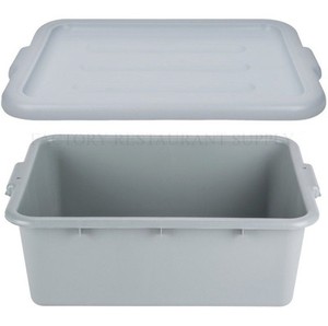 Details About 12x 20 X 15 X 7 Gray Storage Plastic Dish Restaurant Food Bus Tub Box W Lid