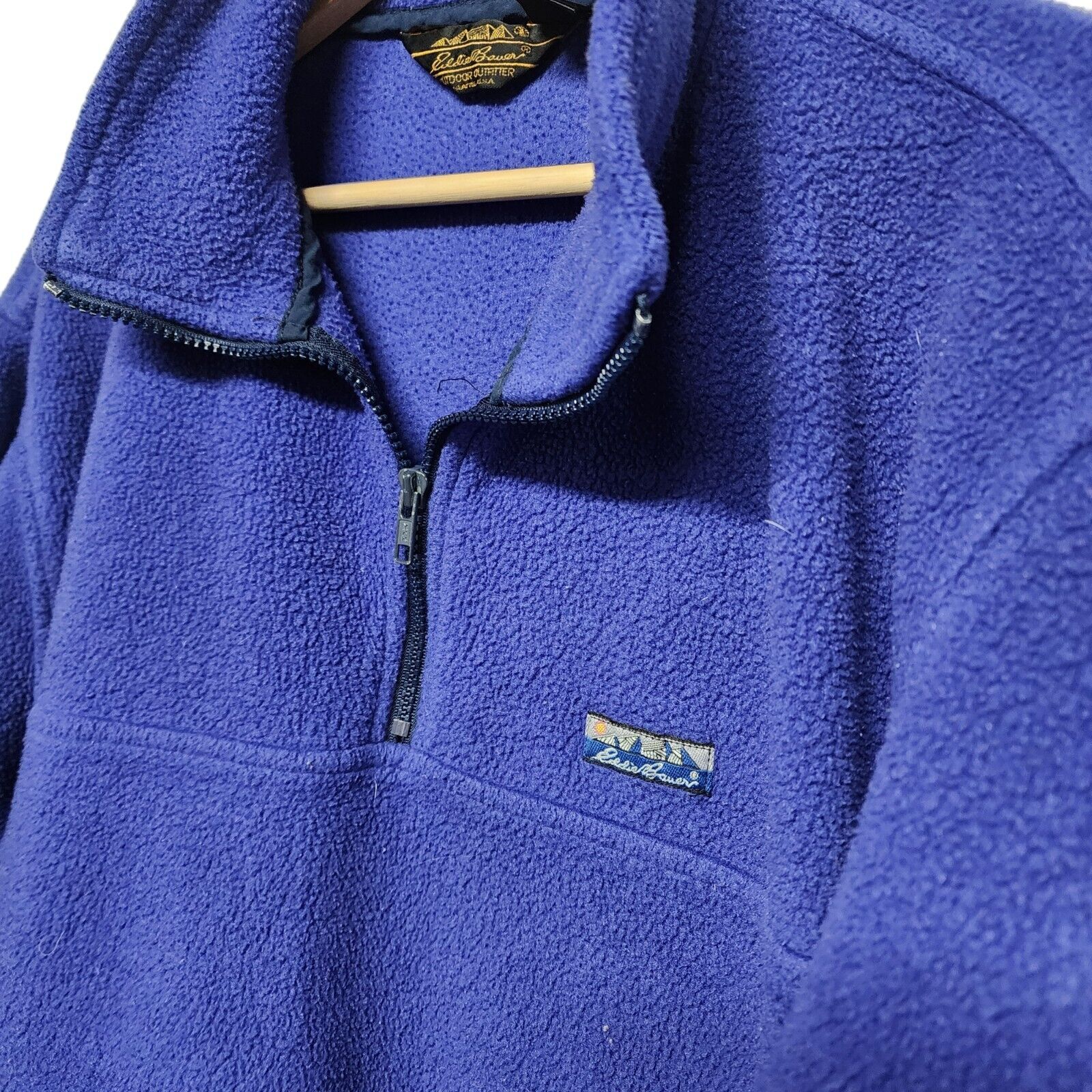 Vintage Eddie Bauer XL Blue Fleece Jacket  1/4 Zi… - image 3