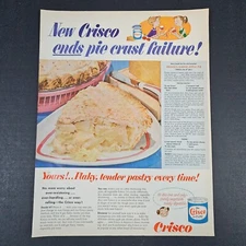1953 Crisco Cheese-Apple Pie Recipe Vintage Print Ad Cincinnati OH Dessert Food