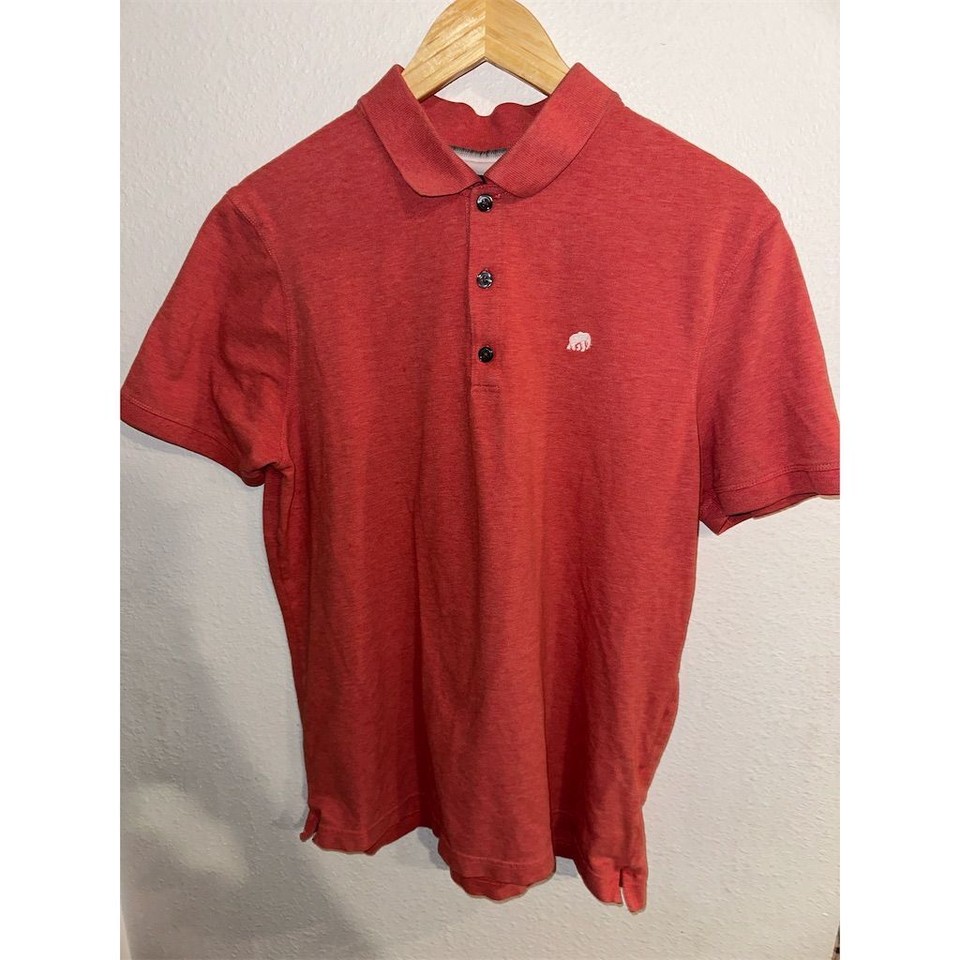 Banana Republic Men's Short Sleeve Polo Shirt Red Heather Slim Fit Size