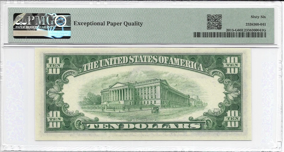 1950E $10 CHICAGO FRN. PMG GEM Uncirculated 66 EPQ Banknote. SCARCE Series - Image 2 of 2