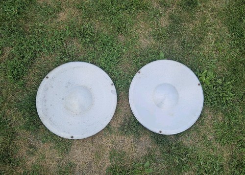 Pair 2 Mooneyes Sun Ray 16" Aluminum Moon Disc Hubcaps Wheel Covers Saturn Caps