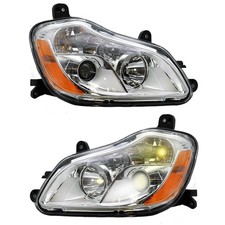 A Pair of Chrome Headlight Assembly Fit Kenworth T680 2013-2021 included Bulbs