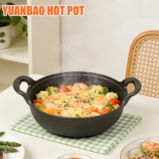 Cast Iron Shallow Casserole Dish Pan Cooking Pot Stew Stockpot Cookware Kitchen