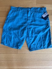 NWT $128 John Varvatos USA Shorts Men 38 Blue Linen Blend Casual Chino NWT $98