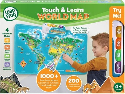 Leap Frog Interactive World Map Touch and Learn  NEW