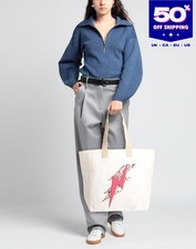 ISABEL MARANT Canvas Shopping Tote Bag Large Ivory Printed Double Handles