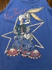 1994 Vintage Bugs Bunny Hip Hop Graphic Tank Top Blue Made in USA