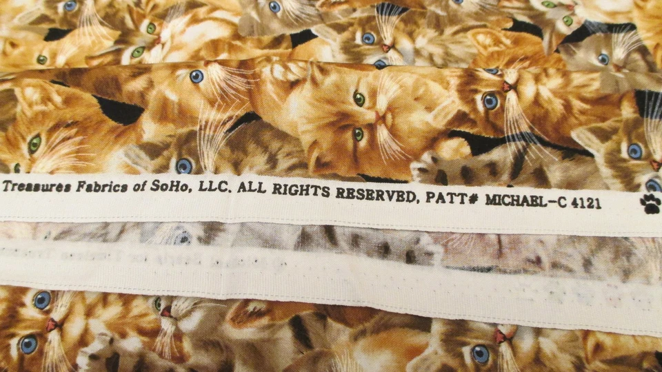 Хлопчатобумажная ткань Cats All over Timeless Treasures Michael S C4121 1 ярд 15 дюймов x 44 - Изображение 3 из 4