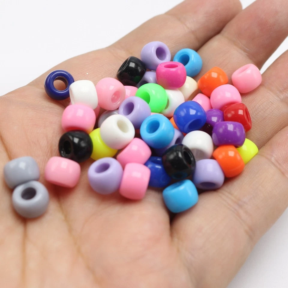 200pcs Acrylic Barrel Pony Beads - 8x6mm Mixed Colors for Kids Crafts & Kandi Br - Image 2 of 4