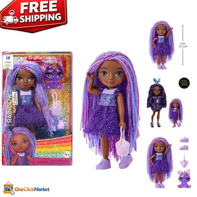 5.5'' Rainbow High Littles Indigo Bailey Doll with Purse & Magical Fox Toy
