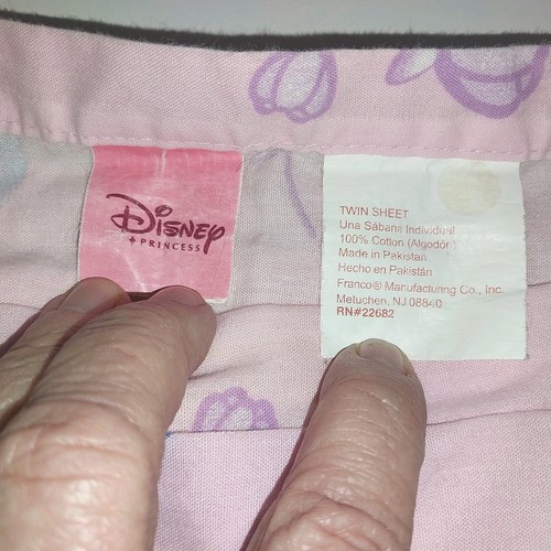 Vintage Disney Princesses Twin Flat Sheet Pink Belle Cinderella Multi Color - Picture 3 of 12