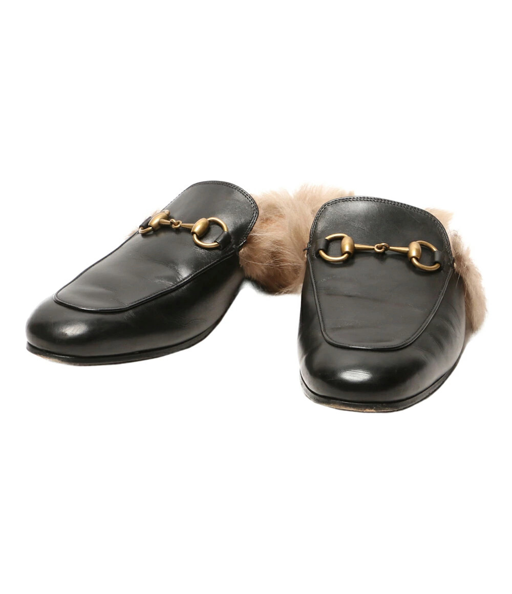 GUCCI Princetown Horsebit Fur Sandals Women's SIZE 6 GUCCI