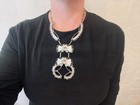 VINTAGE JUAN & CHARLENE CHICO ZUNI STERLING SILVER INLAY SUNFACE NECKLACE  — photo 1