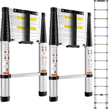 Uimoso Telescoping Ladder Aluminum Extension Step10.5/12.5 ft Multi-use Portable