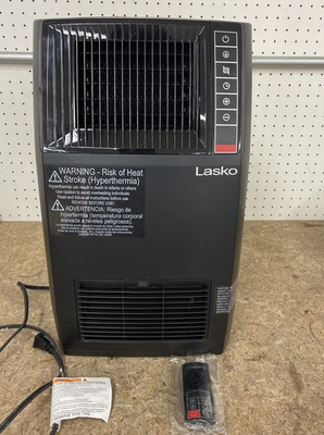 #ad Lasko 1500 Watt 20 in. Black Electric Heater with Adjus Louvers Timer Remote $49.99