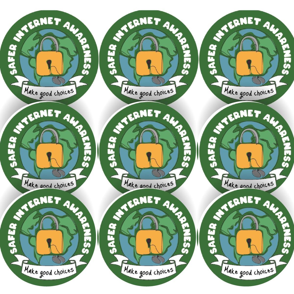 144 Safer Internet Awareness Stickers - 30mm - Glossy Reward Stickers