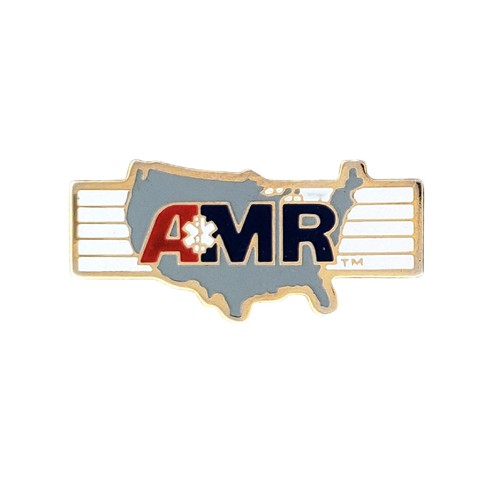 Vintage AMR Ambulance Service EMS EMT Paramedic USA Map Lapel Pin