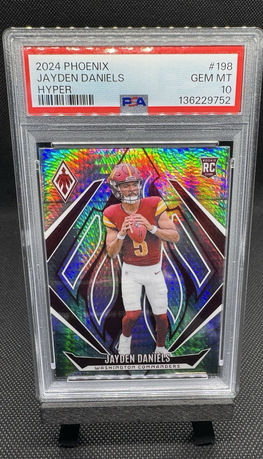 2024 Panini Phoenix Jayden Daniels Hyper #198 Rookie Card PSA 10 GEM MINT