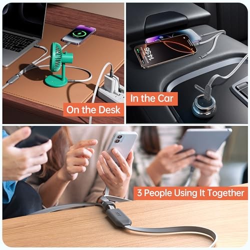 100W USB C & USB A Ladekabel, 3 in 1 Multi Schnellladen gleichzeitig - Bild 5 von 7