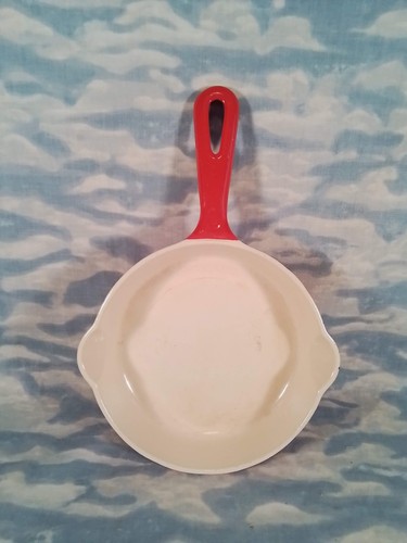 Griswold #3 red & cream enamel smooth bottom skillet