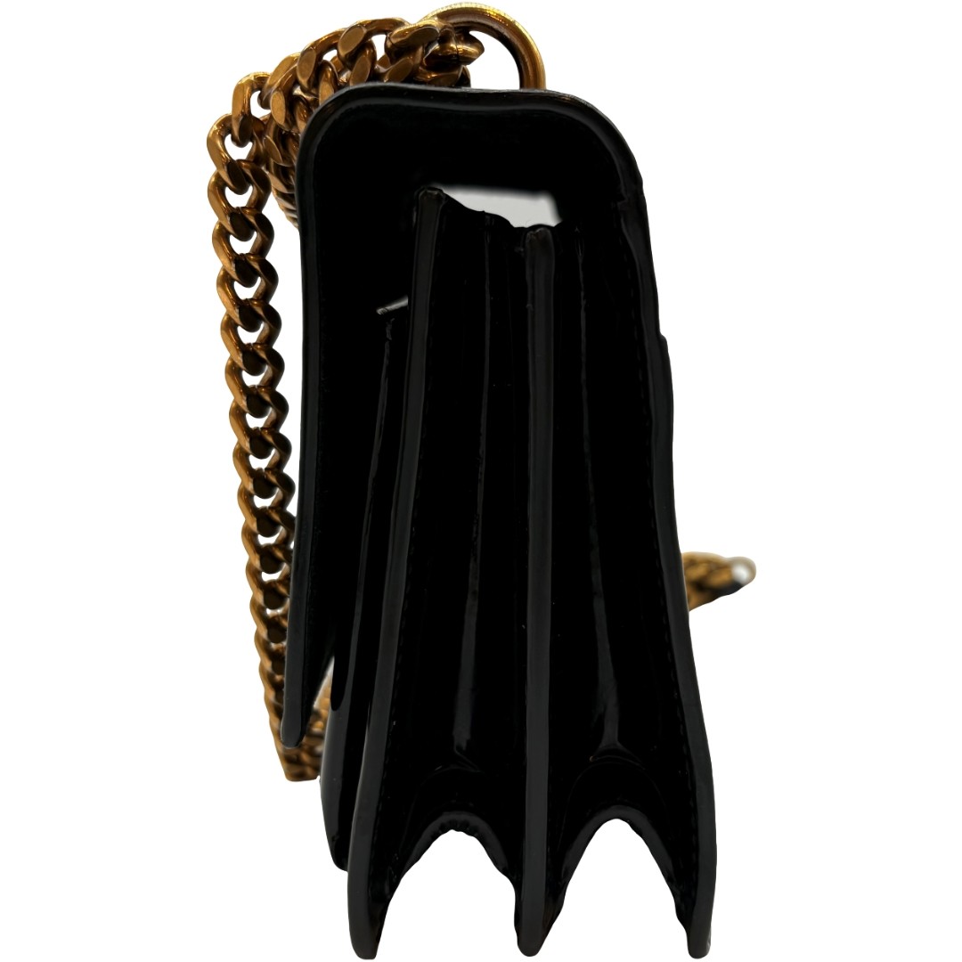 Borsa a tracolla originale YSL SAINT LAURENT Sunset catena pelle verniciata nera #36636762