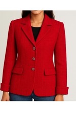 Sag Harbor Red Button Blazer Jacket Women's Size 12, Collared, Pockets, Lined