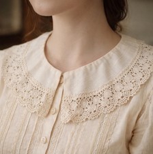 Vintage Handmade Lace Crochet Collar Cream Cottagecore Boho Crocheted Beautiful