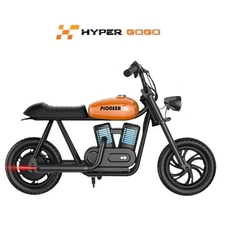 HYPER GOGO Pioneer 12 Plus Electric Motorcycle For Kids 24V 160W RGB Orange