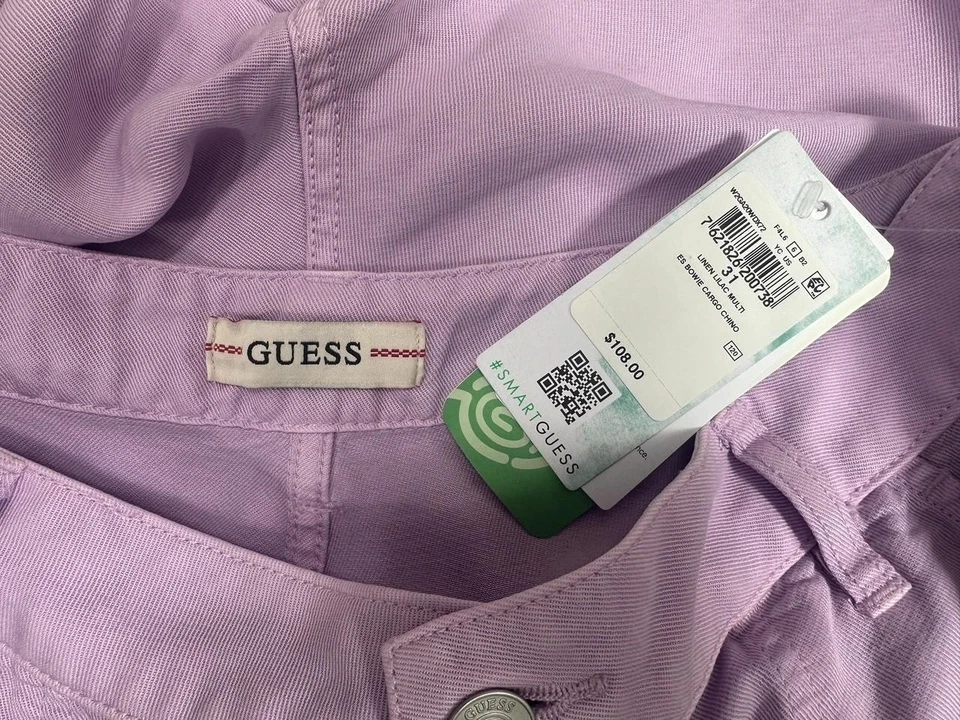 GUESS Bowie Chino сиреневый мульти карманы бегун молнии ноги грузовые брюки размер 31 - Изображение 4 из 4