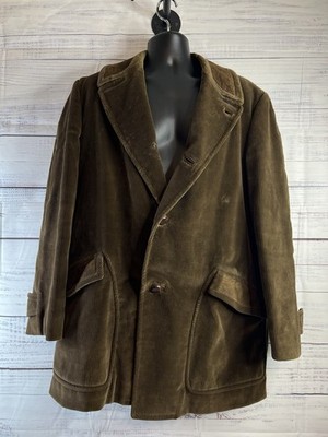 Vintage 1970s Cortefiel Sherpa Corduroy Bush Jacket Tan L 42 Brown Professor