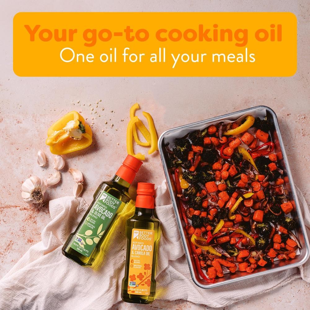 BetterBody Foods Refined Avocado Canola Oil 50/50 Blend, GMO Free Cooking Oil,