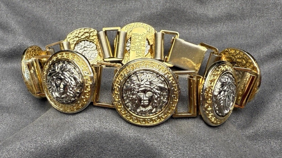 Gianni Versace Mixed Metal Medusa Medallion Costume Link Bracelet