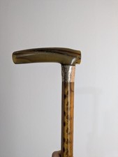 Antique Walking Stick Silver Mounted Carved Handle Hallmarked 1895 (88cm)