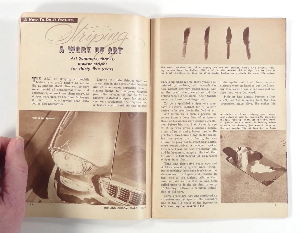 1955 Mar ROD & CUSTOM Hot Rods STRIPING Phaeton mods LIGHTENING HOLES Chevy V8 - Image 4 of 4