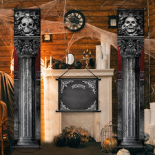 2 Pcs Halloween Gothic Mansion Banners Gothic Halloween Door Decor
