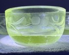 Vintage Set of Six Clear Acid Etched Crystal Open Salt Cellars Uranium UV Glow — photo 1