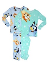 Bluey and Bingo Toddler Kids 4-Piece Long-Sleeved Cotton Pajama Set, Size 4T