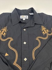 Panhandle Slim Pearl Snap Shirt Men?s Medium  Western Style Embroidered Cowboy