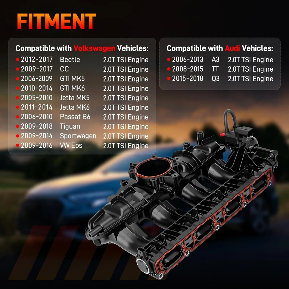 Colector de admisión para VW GTI Jetta Passat CC EOS Tiguan Beetle Audi A3 TT 2.0 TSI Foto 3 de 4